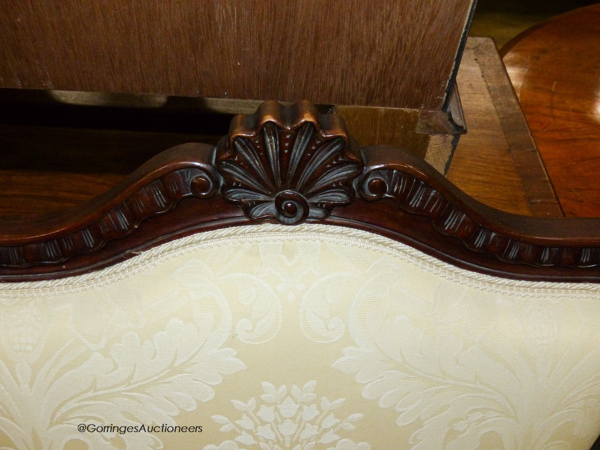 A Victorian carved mahogany armchair, width 70cm, depth 60cm, height 98cm